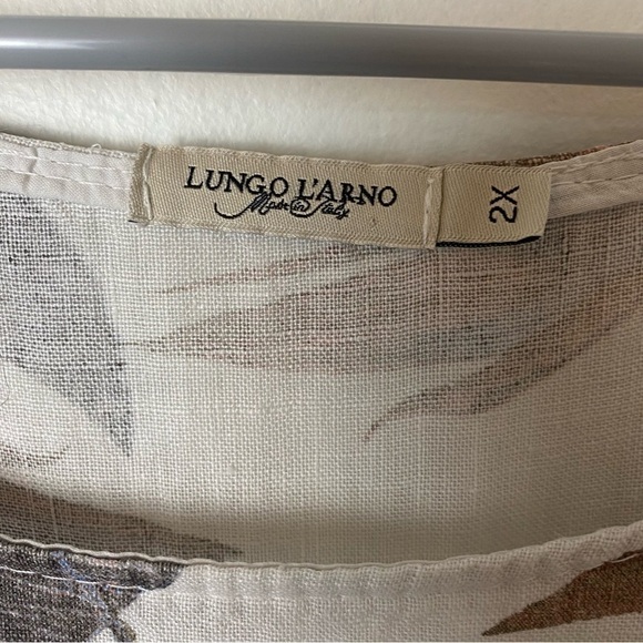 Lungo L’arno Linen Made In Italy Botanical Tropical Print Dress - Picture 6 of 12